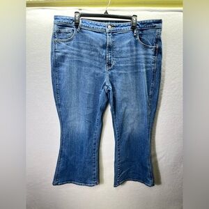 Old Navy Vintage Cropped Flare Jeans Womens 20W Plus Stretch Blue denim 2511